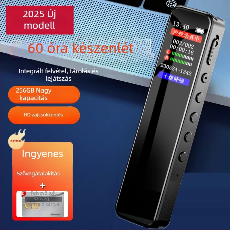 D02 felvevő toll, kompakt professzionális HD hangrögzítő zajcsökkentéssel, jegyzeteléshez és átíráshoz, visszajátszás funkcióval