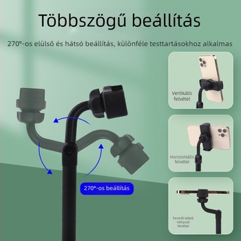 Asztali telefon-tartó 360°-os forgó alappal és állítható magassággal, selfie-hez és élő közvetítéshez