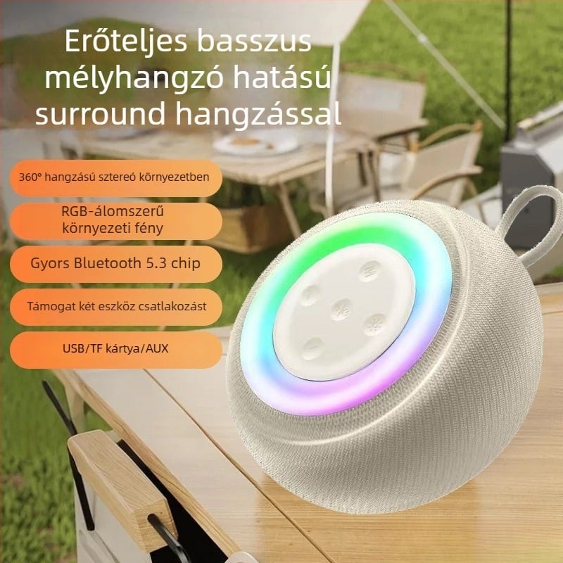 Bluetooth hangszóró 3D surround hangzással, hordozható kültéren, hands-free hívások, 5W, BT 5.3, beépített 2000–4000 mAh akkumulátor