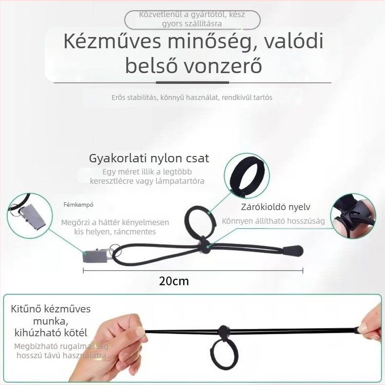 Fotóháttér oldalsó klipsz – multifunkciós állítható kötél, Spandex és rozsdamentes acél anyagú, termékfotózáshoz