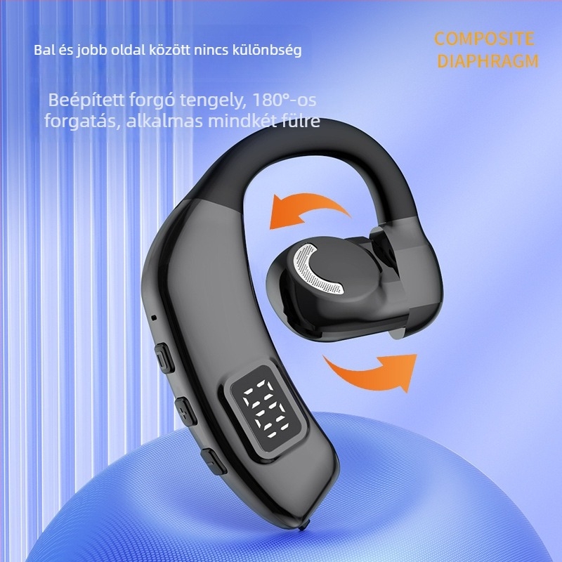 Nyitott fülű Bluetooth headset, mono, vezeték nélküli, autóban vezetéshez, Bluetooth 5.4, 10 m hatótávolság, 8+ óra üzemidő, digitális kijelző