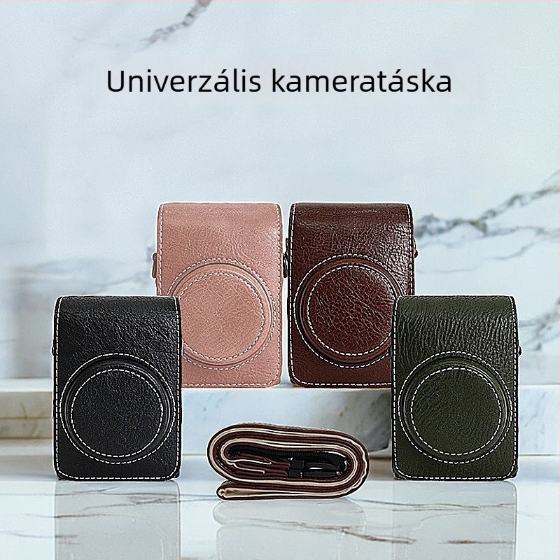 Universalis kompakt kamera tároló táska: Canon SX740/G7X, Ricoh GR4, Sony ZV-1 • PU anyag • keresztpántos stílus • flanel bélés • uniszex