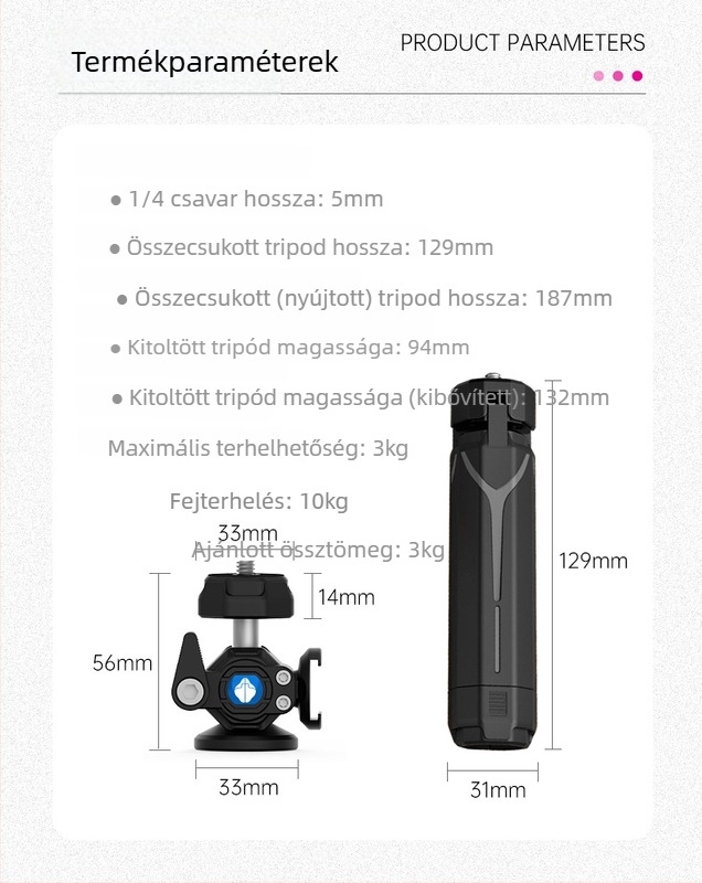 Vloghoz készült állvány dual cold shoe mounts, hordozható asztali kiterjesztés DSLR/mirrorless kamerákhoz • Anyag: Nylon • Teherbírás: 3 kg • Kategória: Tripod/PTZ