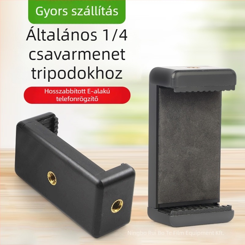 Univerzális mobiltartó klip pan/tilt adapterrel állványhoz, műanyagból készült, tartalmaz külön klipet