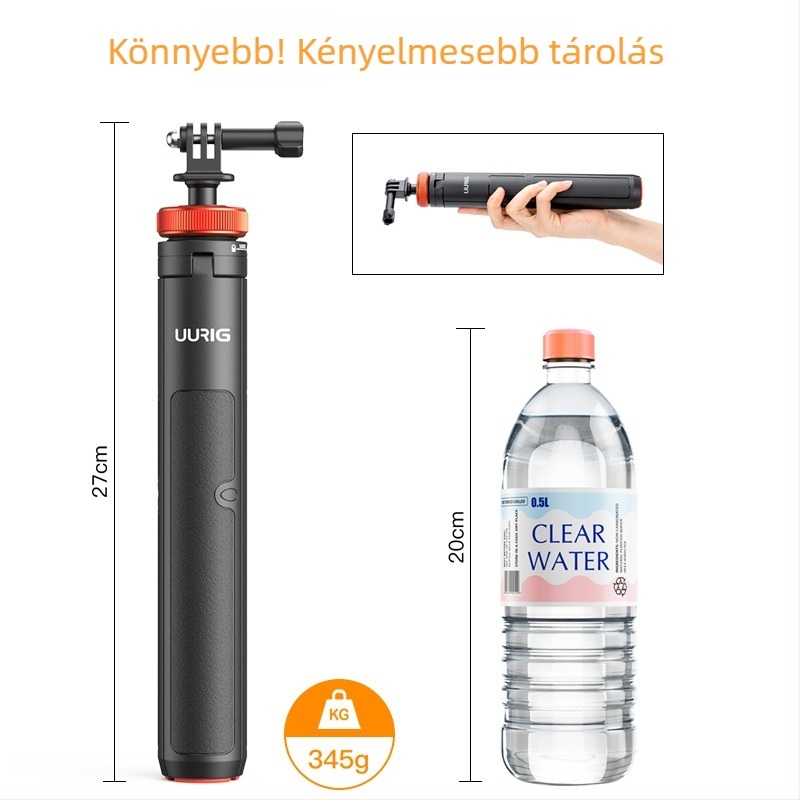 UURig TP-03 Kinyitható kézi selfie bot akciókamerákhoz, GoPro-kompatibilis, ABS + alumíniumötvözet