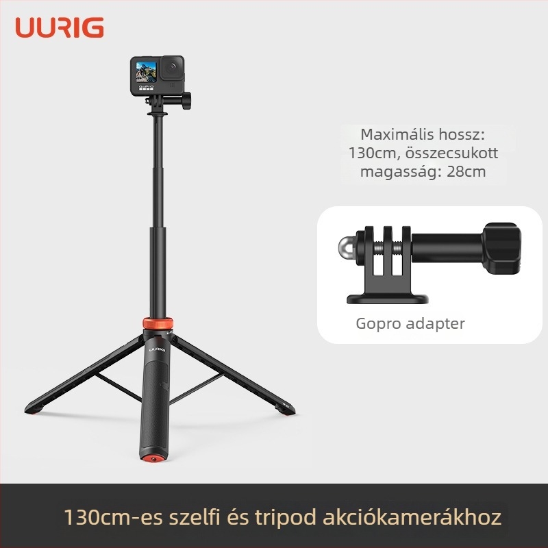 UURig TP-03 Kinyitható kézi selfie bot akciókamerákhoz, GoPro-kompatibilis, ABS + alumíniumötvözet