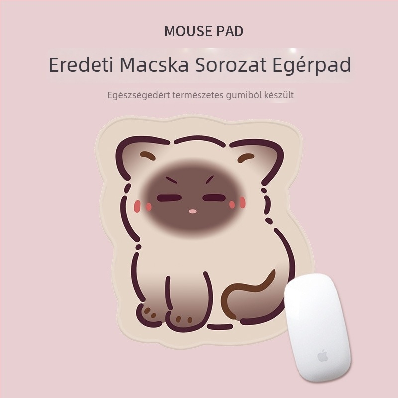 Egérpad természetes kauchukból, egyoldalas, csúszásmentes, rajzfilmszerű dizájn, logó nyomtatva
