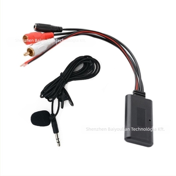 Bluetooth autós kihangosító vevő — ABS ház, 12V bemenet, 23 cm kábel, CD-lejátszó mögötti beépítés, Bluetooth 5.0 kompatibil