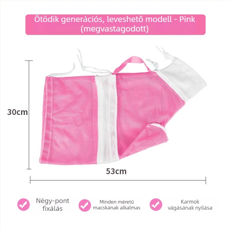 Macska mosó táska, ötödik generáció, többfunkciós, karcolásálló védelem, körömvágás, rögzítés macskáknak