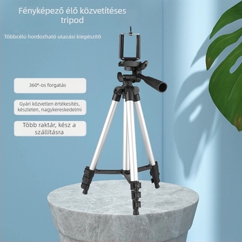 H3110 DSLR-hez tartozó alumíniumötvözet tripod telefon-tartóval, 3 részes, súly 1.0 kg, teherbírás max. 2 kg