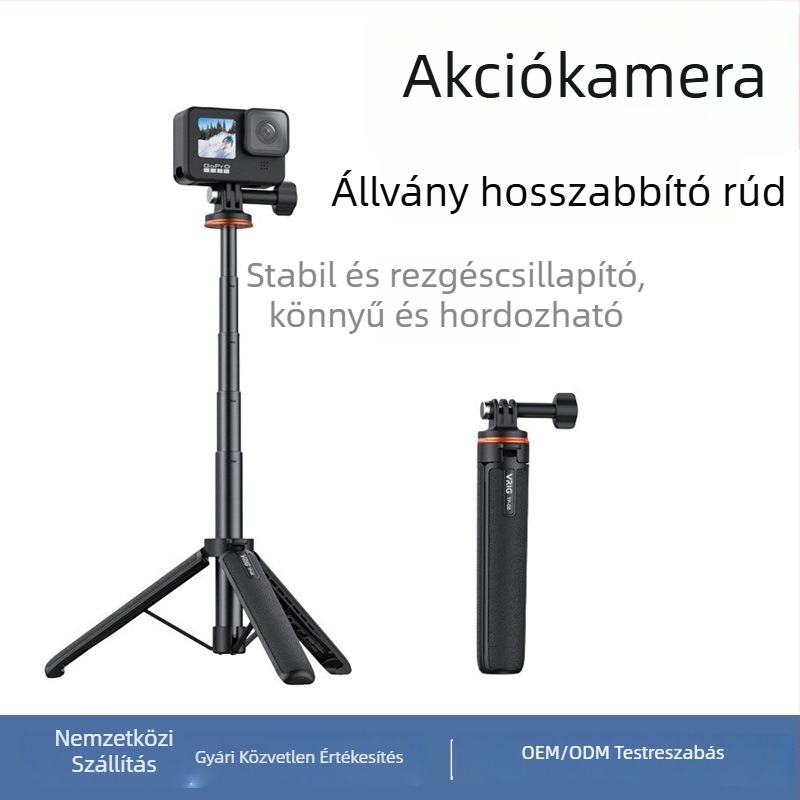 GoPro-hoz való selfie állvány – könnyű, alumíniumötvözet + ABS, 4 rész, 150 g