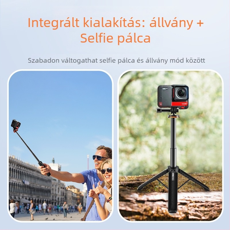 GoPro-hoz való selfie állvány – könnyű, alumíniumötvözet + ABS, 4 rész, 150 g