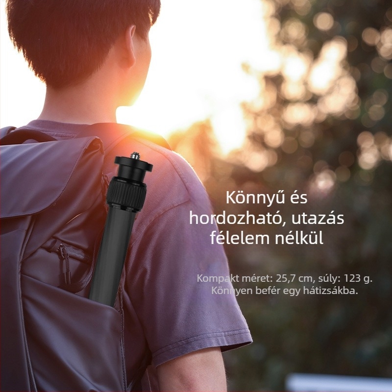 Karbon szálas monopod stabilizátor központi tengellyel, kiterjesztett felvételekhez kamera és okostelefonhoz - univerzális, testre szabható