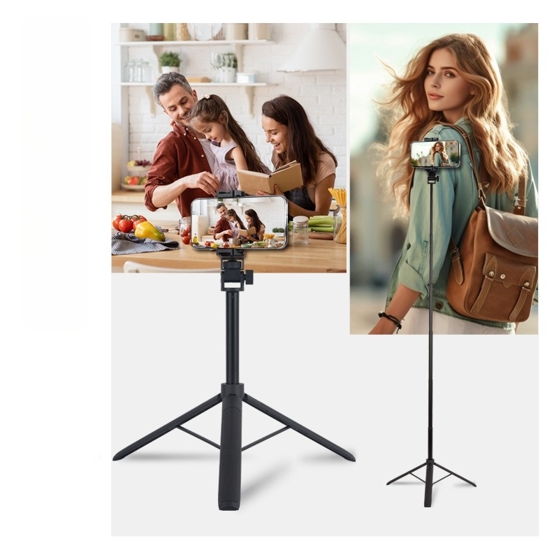 DSLR/Mirrorless kamera tripod — hordozható és összecsukható, alumíniumötvözet + ABS, 3 részes, teherbírás 2 kg, súly 200 g