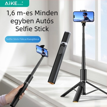 Selfie Stick telefonhoz, tripod, ötvözet, 8 szakasz, Bluetooth távirányító, anti-shake, élő közvetítésre kész