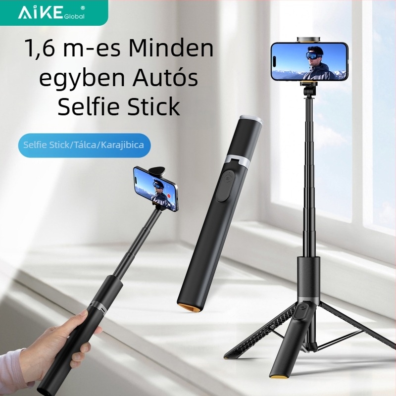 Selfie Stick telefonhoz, tripod, ötvözet, 8 szakasz, Bluetooth távirányító, anti-shake, élő közvetítésre kész