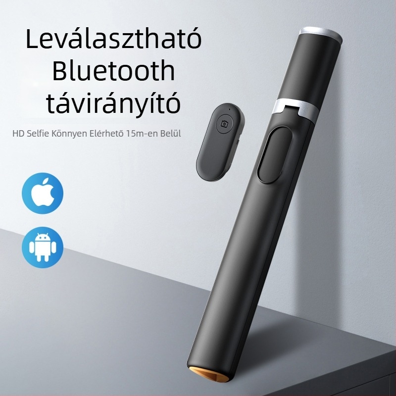 Selfie Stick telefonhoz, tripod, ötvözet, 8 szakasz, Bluetooth távirányító, anti-shake, élő közvetítésre kész
