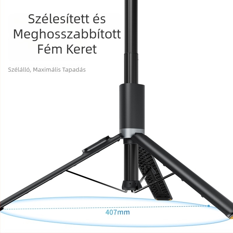 Selfie Stick telefonhoz, tripod, ötvözet, 8 szakasz, Bluetooth távirányító, anti-shake, élő közvetítésre kész