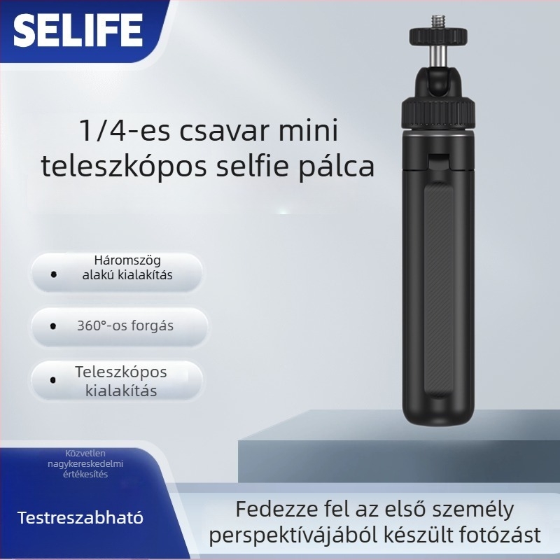 SELIFE Mini Selfie Stick Tripod Insta360X5 / DJI Akció Kamerákhoz, 5 részes, alumíniumötvözet + műanyag, teherbírás 500 g, tömeg 110 g