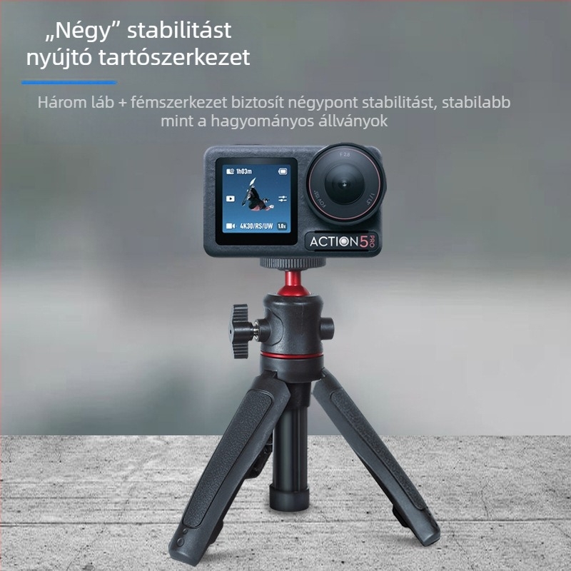 DJI Action 5 Pro és Osmo Pocket 3-hoz kompatibil háromrészes selfie kinyújtó rúd, ABS + alumíniumötvözet, teherbírás 2 kg alatt