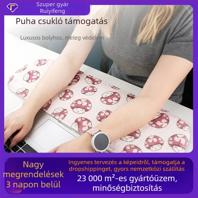 Csuklópárna billentyűzethez és egérhez, fleece bélés, természetes gumi, csúszásmentes, modell T42