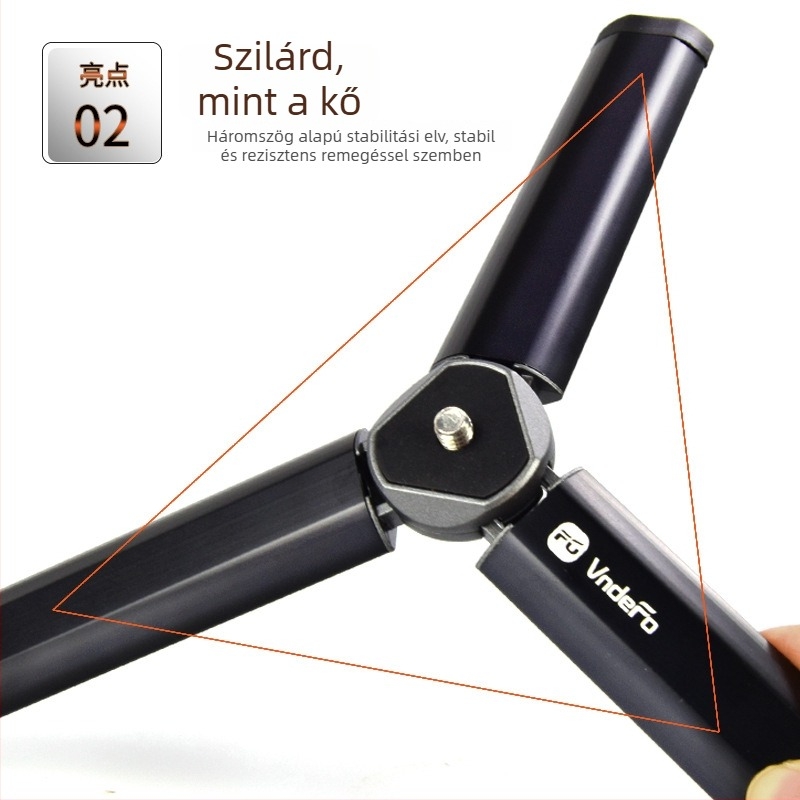 Asztali telefonos élő közvetítéshez tripod – kivitel alumínium- és cinkötvözetből, 1-csomópontos kialakítás, teherbírás alatt 2 kg, súly 0,142 kg, modell ZM-100(GB)