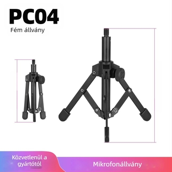 Fém asztali tripod mobil felvételhez és élő közvetítéshez, összecsukható teleszkópos mikrofonállvánnyal