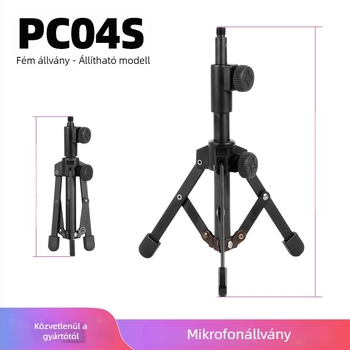 Fém asztali tripod mobil felvételhez és élő közvetítéshez, összecsukható teleszkópos mikrofonállvánnyal