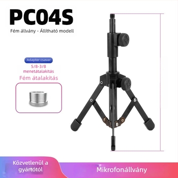 Fém asztali tripod mobil felvételhez és élő közvetítéshez, összecsukható teleszkópos mikrofonállvánnyal