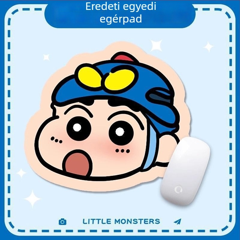 Kis egérpad rajzfilmszerű stílussal, Természetes kaucsuk, Egyoldalas, Csuklótámasz, Hőtranszfer nyomtatás
