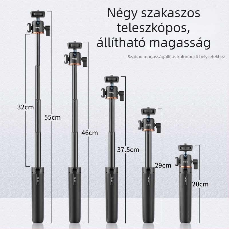 VRIG TP-06 Négy szekciós alumínium állvány gömbfejjel, kibővíthető, teherbírás legfeljebb 2 kg