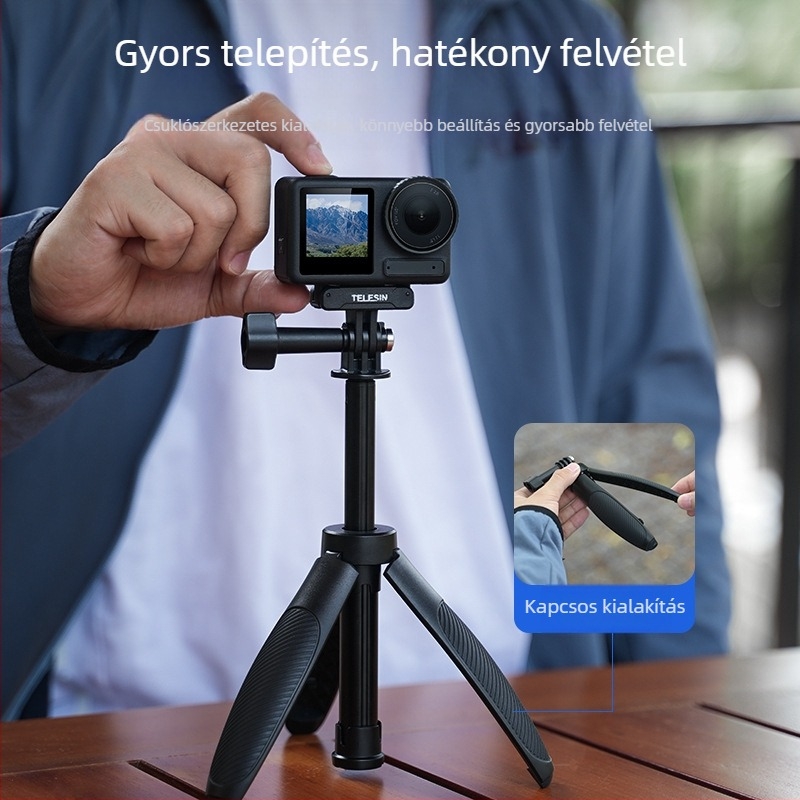 TELESIN Mini Selfie Stick 2.0 univerzális, alumínium és műanyag, állvány
