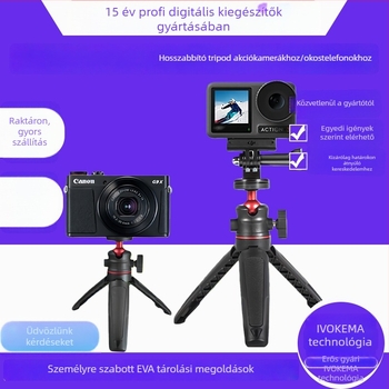 Selfie extendáló kar akciókamerahoz és okostelefonhoz, mini asztali tripod