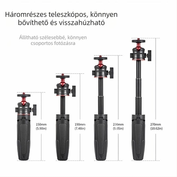 Selfie extendáló kar akciókamerahoz és okostelefonhoz, mini asztali tripod