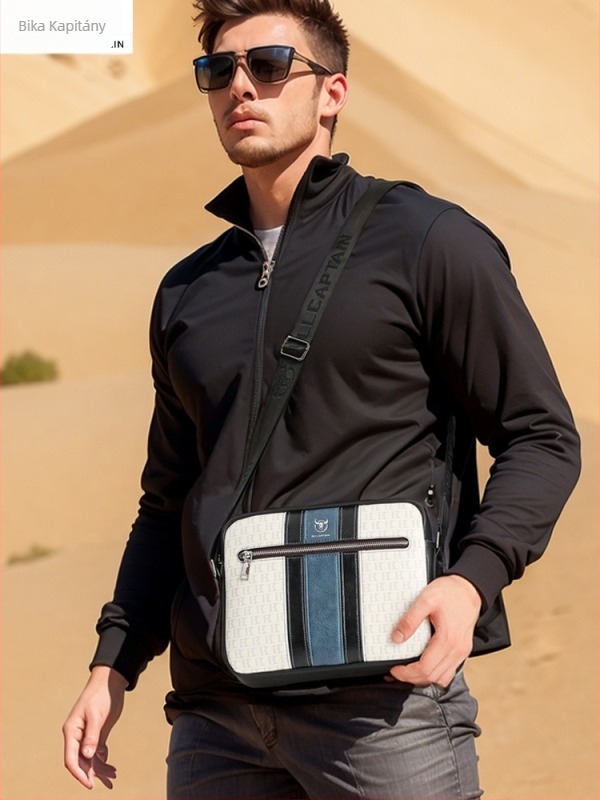Férfi PU bőr crossbody táska, városi minimalist stílus, kopásálló, poliészter bélés, nagy kapacitású tabletához