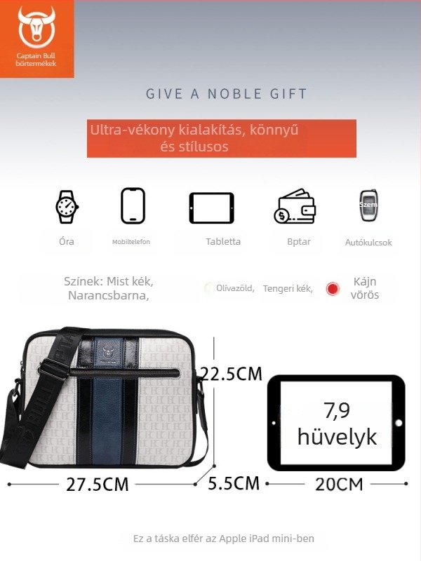 Férfi PU bőr crossbody táska, városi minimalist stílus, kopásálló, poliészter bélés, nagy kapacitású tabletához