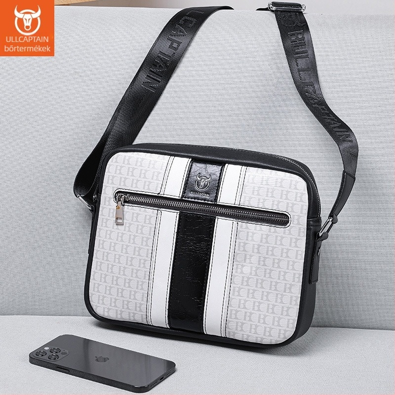 Férfi PU bőr crossbody táska, városi minimalist stílus, kopásálló, poliészter bélés, nagy kapacitású tabletához