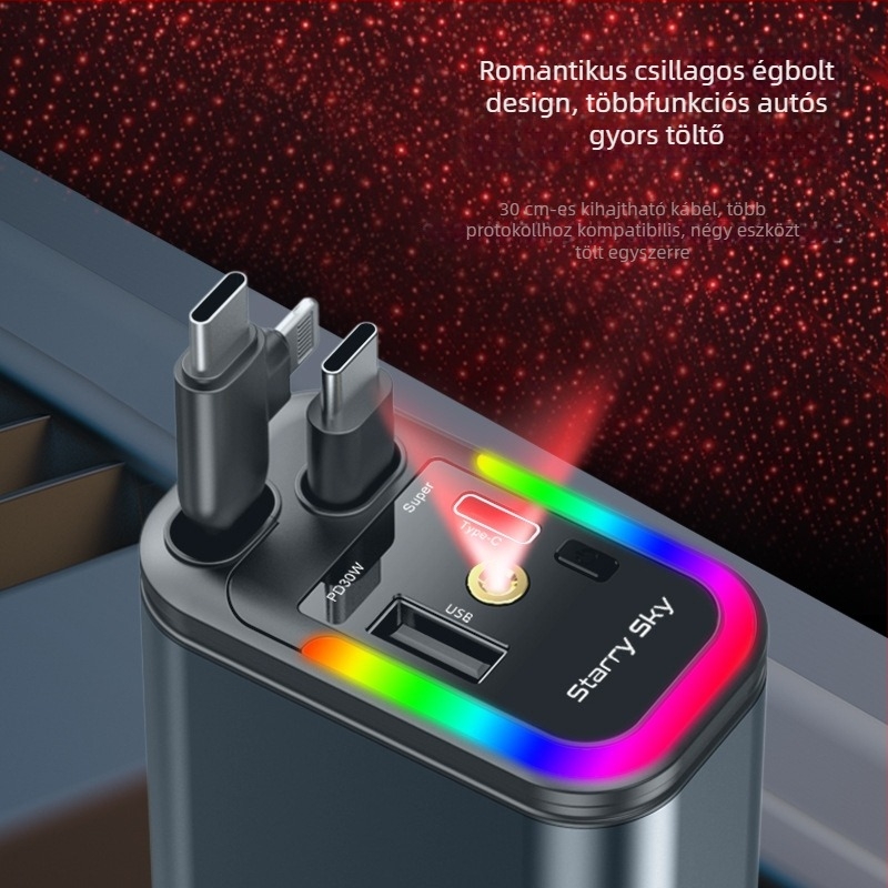 Autós MP3 lejátszó FM-vevővel, nagy teljesítményű USB töltés, 12–24V tápegység, USB interfész, monokróm kijelző