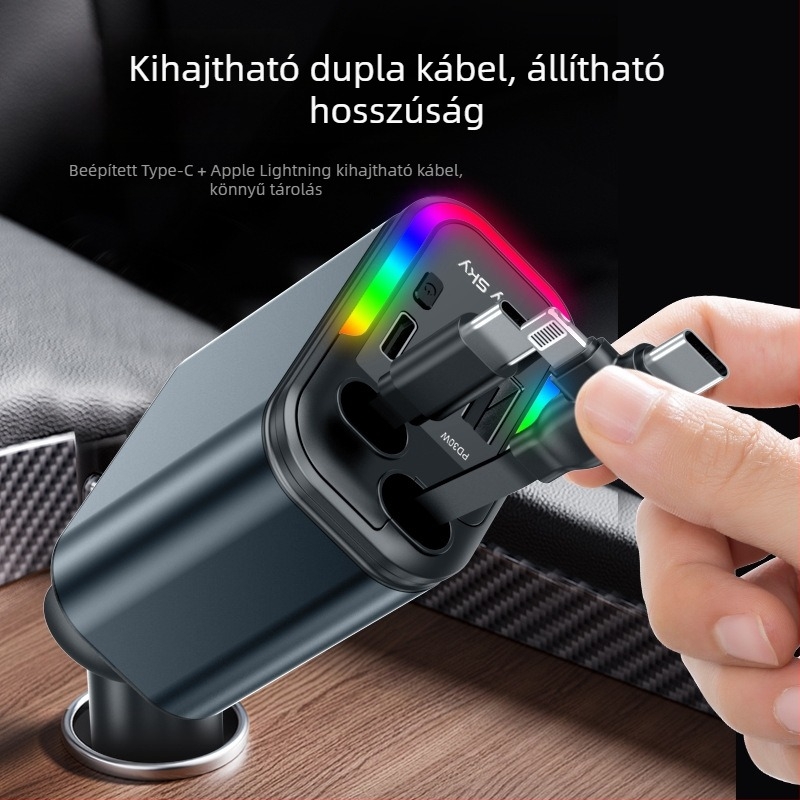 Autós MP3 lejátszó FM-vevővel, nagy teljesítményű USB töltés, 12–24V tápegység, USB interfész, monokróm kijelző