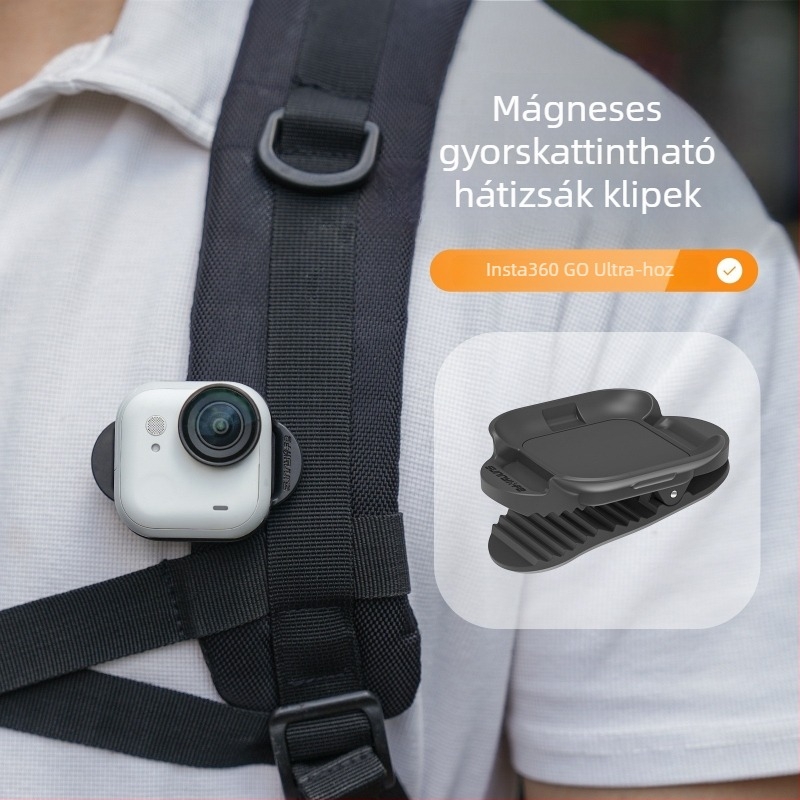 Insta360 GO Ultra hátizsághoz való clip – ABS, krokodil-klip, mágneses gyorskioldó, modell Gu-mj045, OEM/ODM