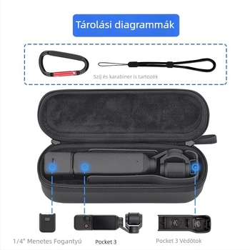 Shadow Craftsman DJI Pocket 3/2 Tároló Tok – PU külső, puha szőrös bélés, Kapacitás: Pocket kamera + védőtok, Kompatibilis a DJI Pocket 3/2, Súly: 192 g