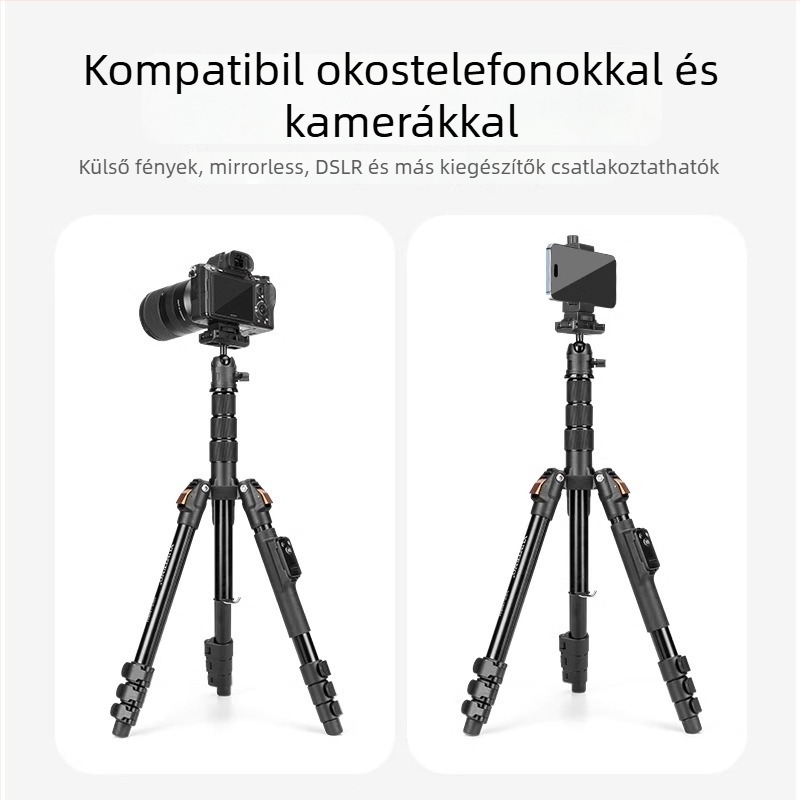 Yunteng 180 állvány gömbfejjel, alumíniumötvözet, 4 rész, teherbírás 3 kg, kompatibil Sony ZV-1 és ZV-E10
