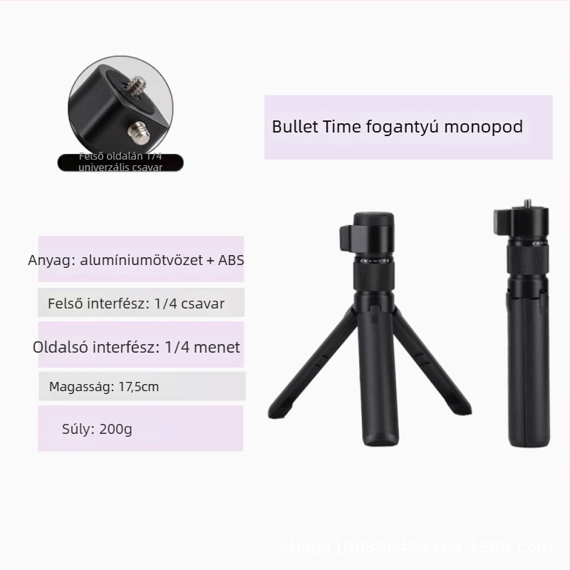 Selfie stick forgó fogantyúval, alumínium ötvözet, Insta360 X3/X4/X5 panoráma akciókamera tartó