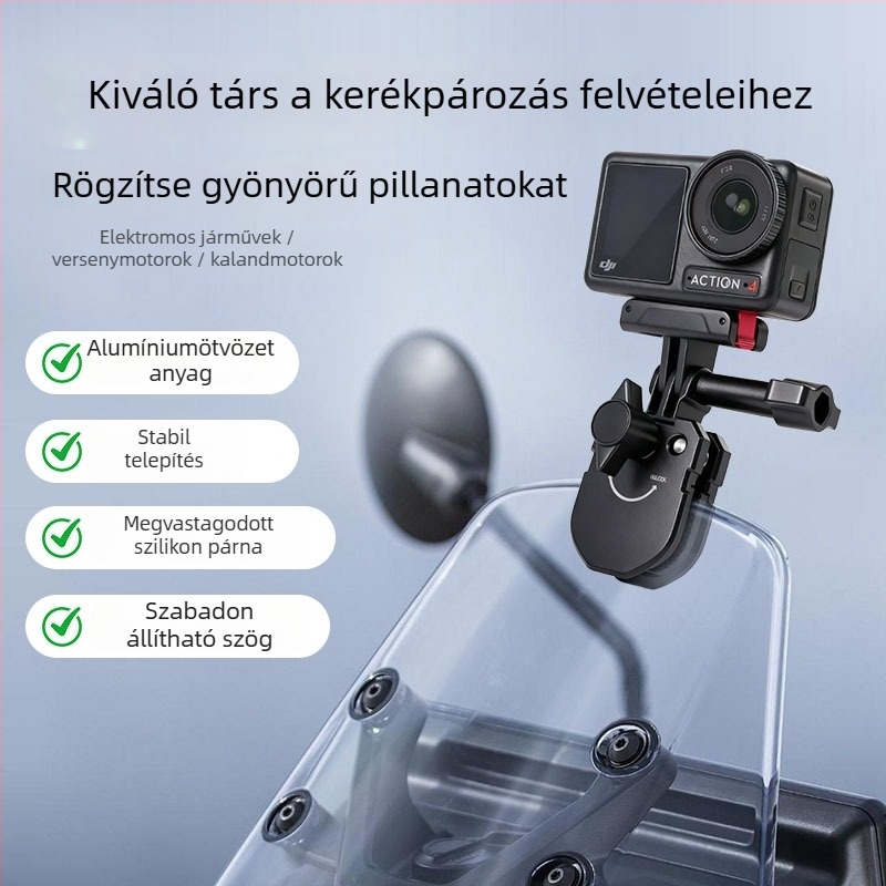 Motoros szélvédőklip, alumíniumötvözet, modell A29s, univerzális action kamera számára