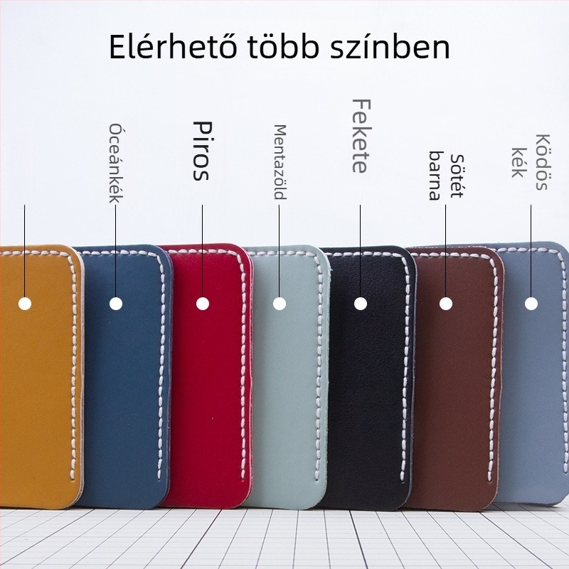 DIY bőr pénztárca készlet – valódi marhabőr, kétszintű, 1 hajtás, bélés nélkül, egyszínű, városi minimalizmus