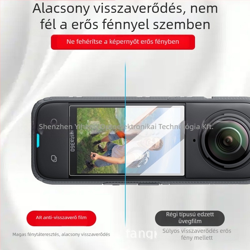AR anti-reflexiós védőfólia Insta360 X5/X4 akciókamera számára — HD átláthatóság, csökkentett fényvisszaverődés, testreszabható logó
