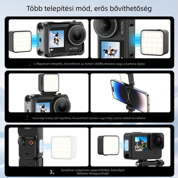 VRIG FD-02/01 Mágneses töltőfény DJI Action5-höz – Anyag: műanyag, PCB-verzió, mágnes; Kompatibilis az Action5-tel