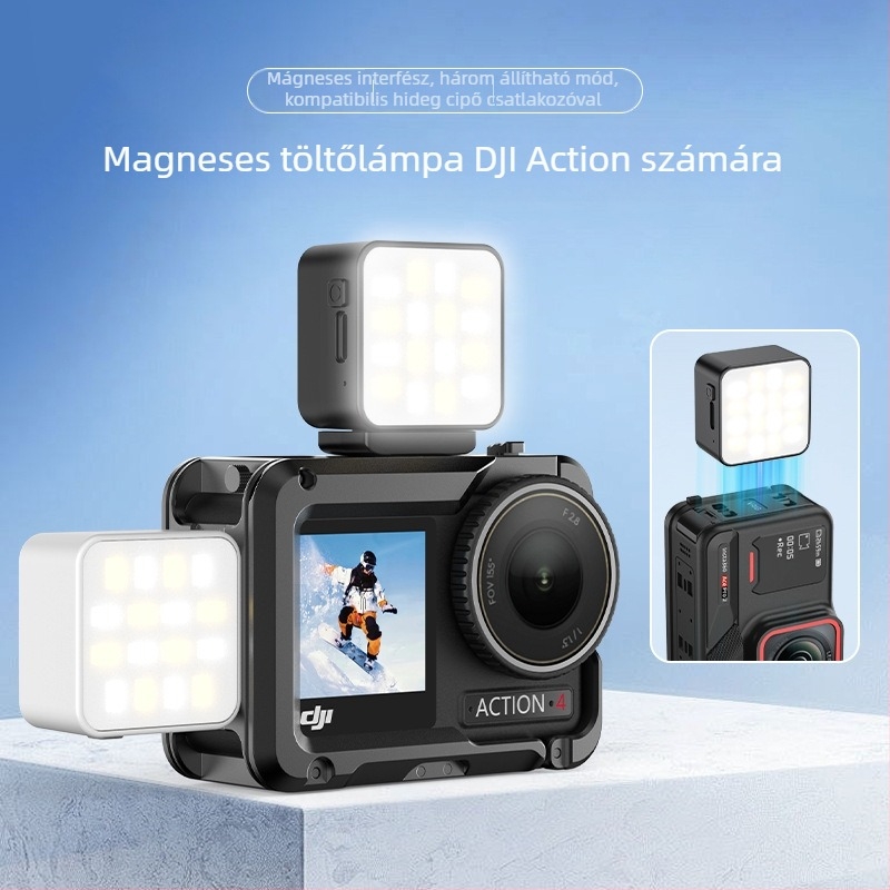VRIG FD-02/01 Mágneses töltőfény DJI Action5-höz – Anyag: műanyag, PCB-verzió, mágnes; Kompatibilis az Action5-tel