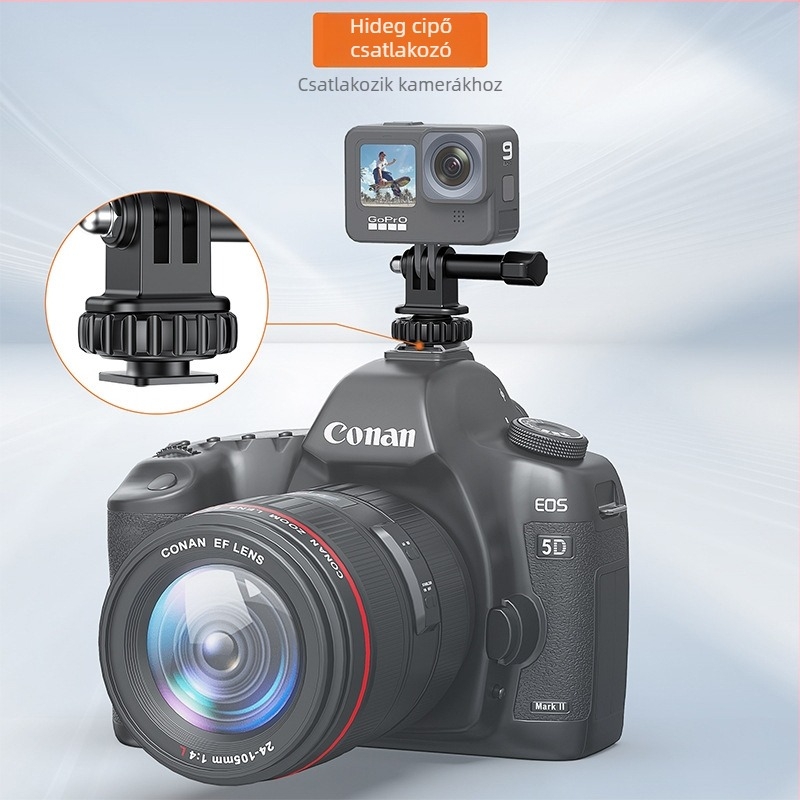 VRIG AC22 ABS GoPro hideg cipő alap külső akciókamera tripodhoz és 180°-os monitorforgatás