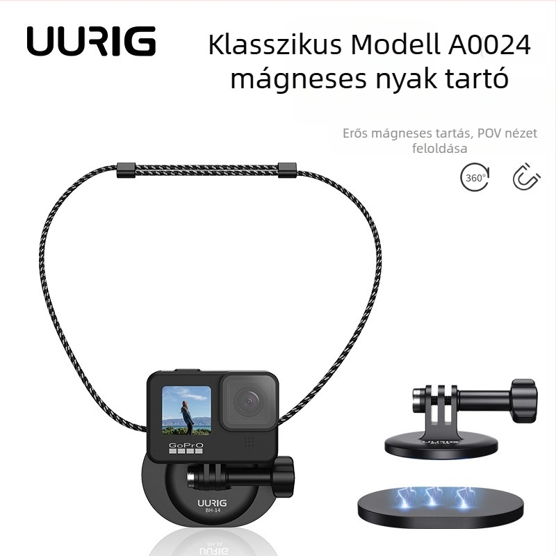 BH-14 Mágneses nyakhoz illeszkedő tartó Insta360 Ace Pro-hoz, műanyag kivitel; tartalmaz mágneses állványt és csomagolást; Értékesítés utáni szolgáltatás: három garancia